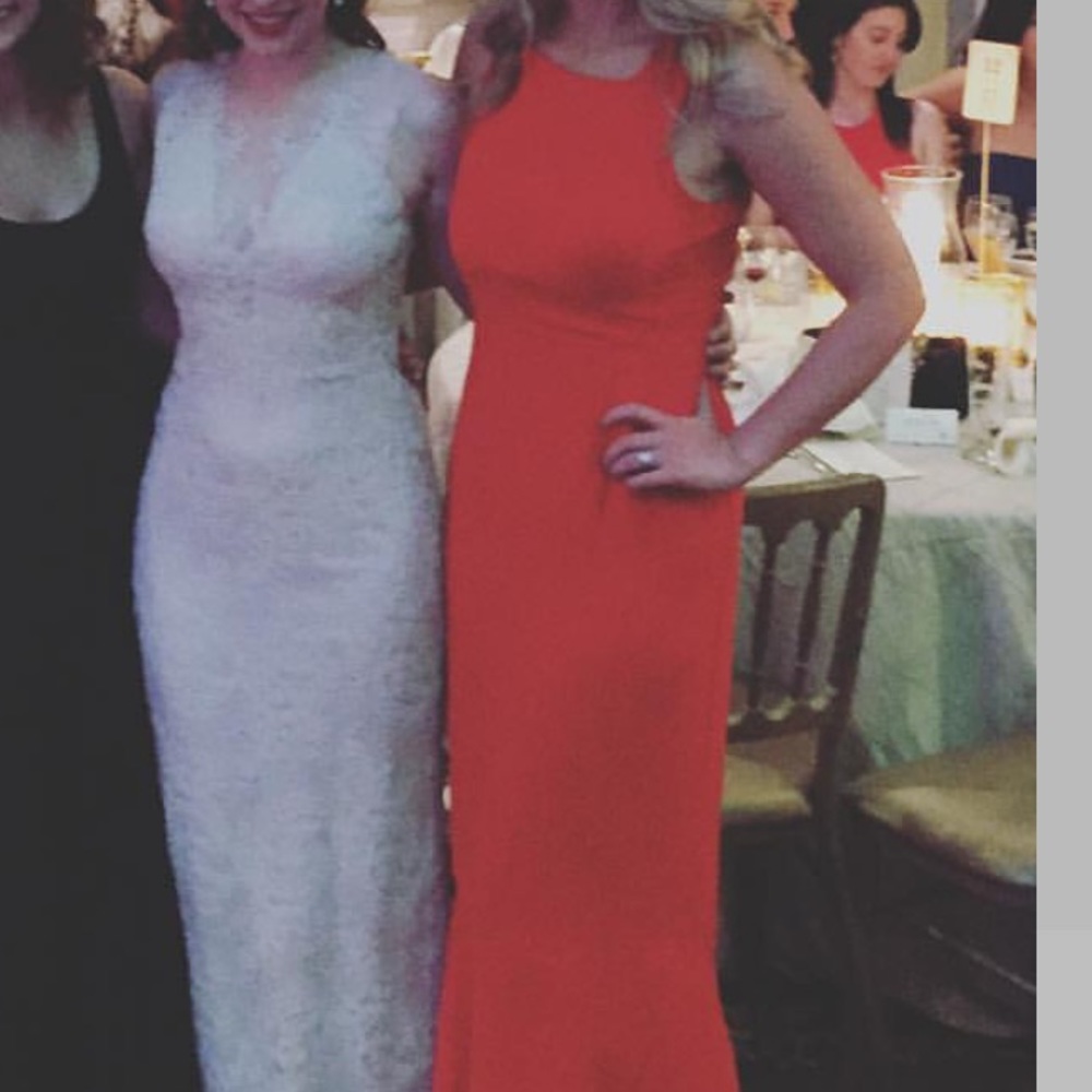 Red Long Dress with Open Back Detail